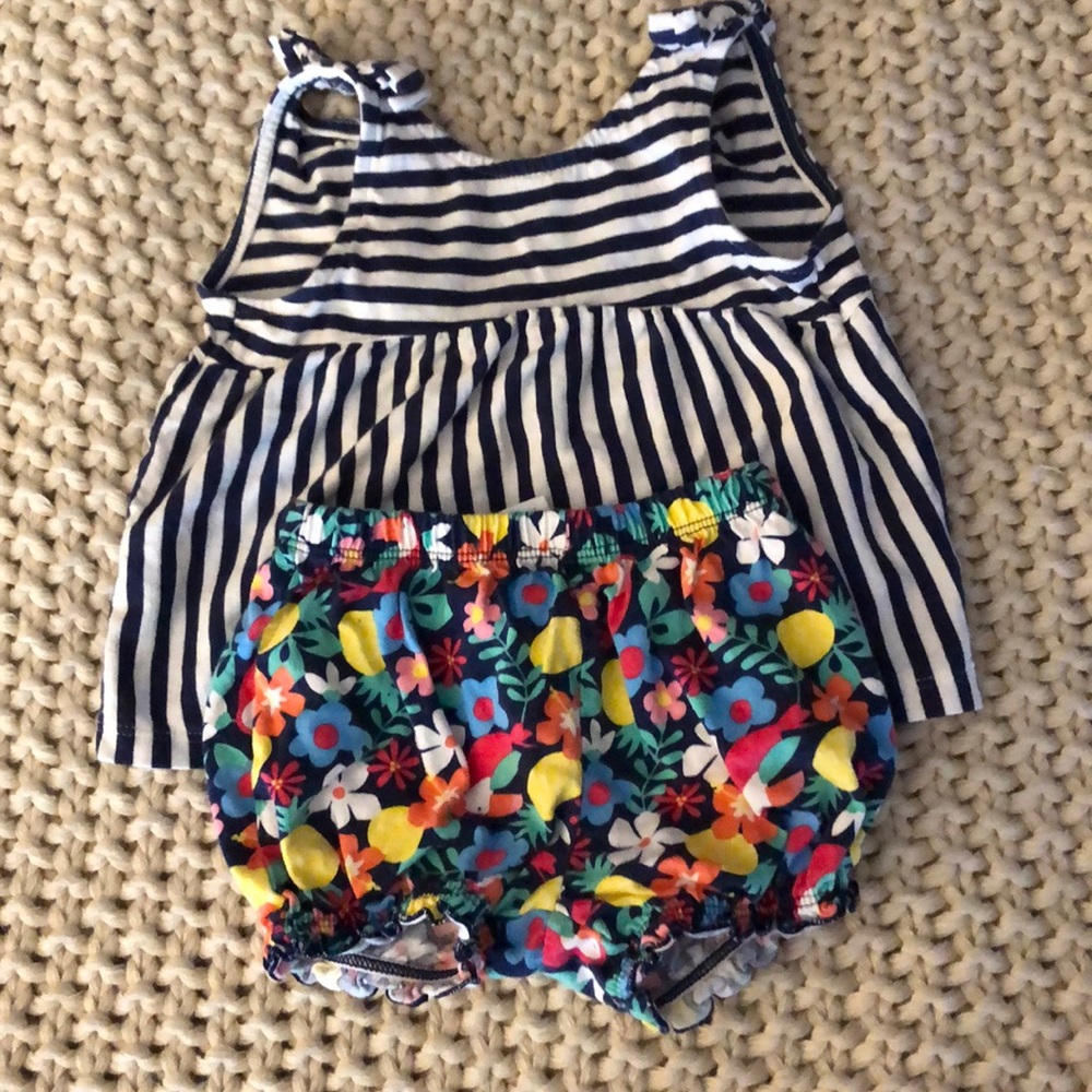 Stripes top and floral bottom set